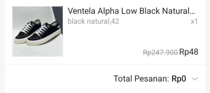 ellaahlan_'s tweet photo. Kapan lagi coba beli sepatu harganya cuma 48 perak.
Pas udah di checkout malah jadi 0 rupiah 😂

Sepatu Ventela KW cuma 0 rupiah
🛒 https://t.co/d2jr9lxAMF https://t.co/vDym6KpEv7