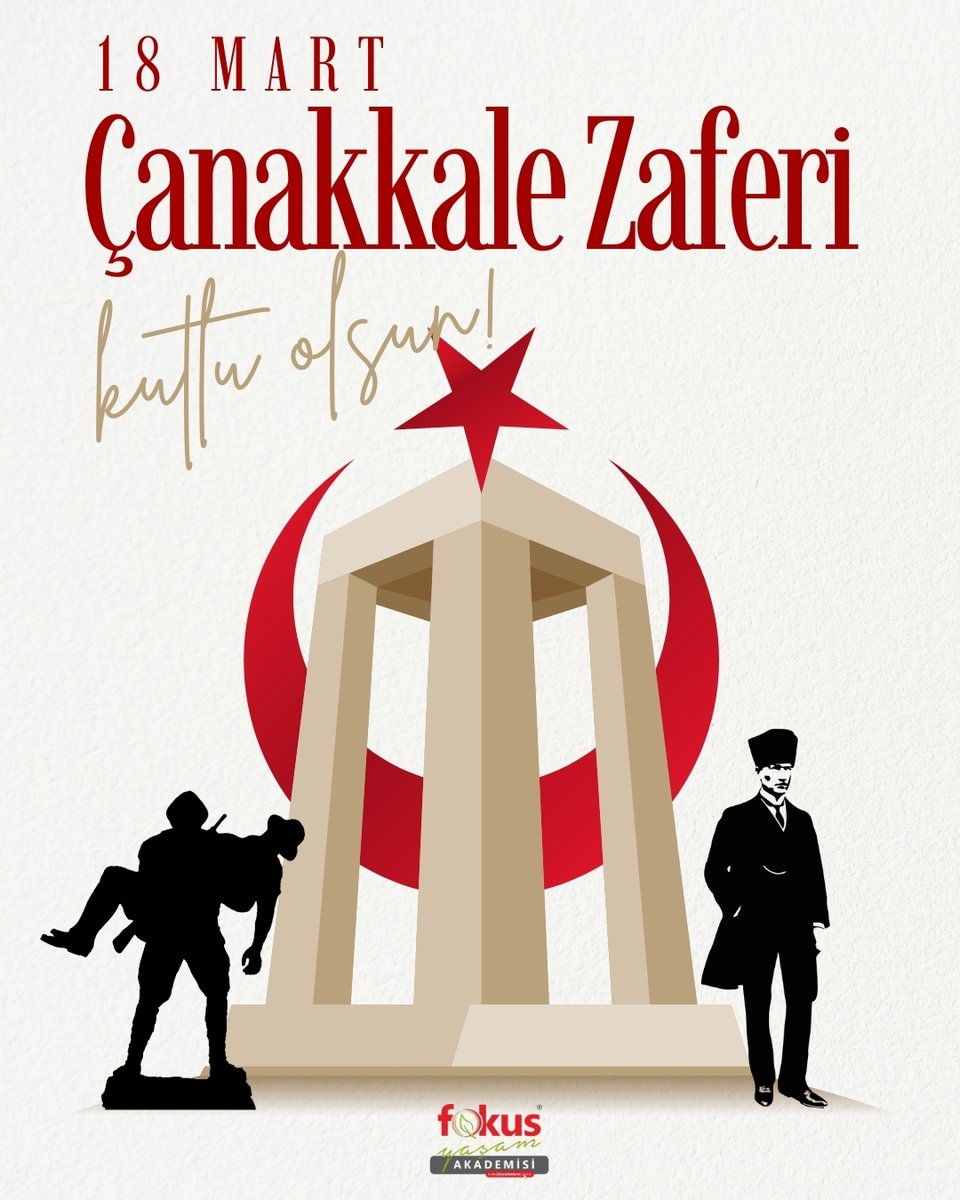 FokusAkademi's tweet photo. Bir milletin azmi, inancı ve kararlılığıyla yazılan destanın adı: Çanakkale…
Başta Mustafa Kemal Atatürk olmak üzere, vatan uğruna can veren tüm kahramanlarımızı saygı, minnet ve rahmetle anıyoruz.
18 Mart Çanakkale Zaferi kutlu olsun! https://t.co/lRaoJ2cjA7