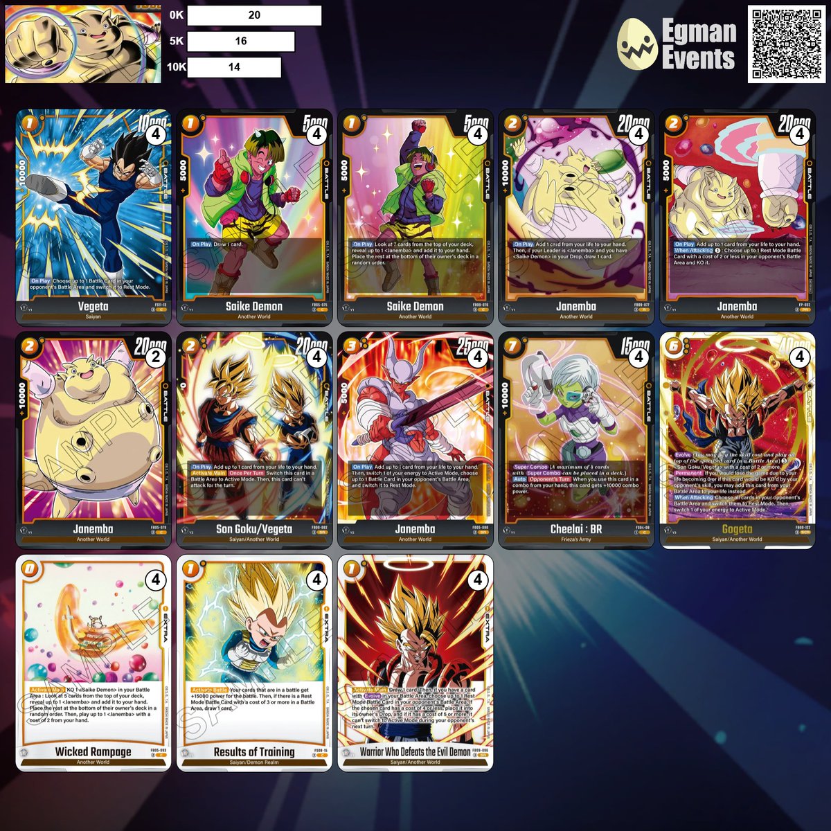 My Fusion World FB09 Deck Lists: https://t.co/zc6YF4T4wY Yellow Gogeta was STRONG today, if you don't stop them from setting up you get to ROLL the rest of the game. Janemba and Shallot My Fusion World FB09 Deck Lists: https://t.co/zc6YF4T4wY Yellow Gogeta was STRONG today, if you don't stop them from setting up you get to ROLL the rest of the game. Janemba and Shallot