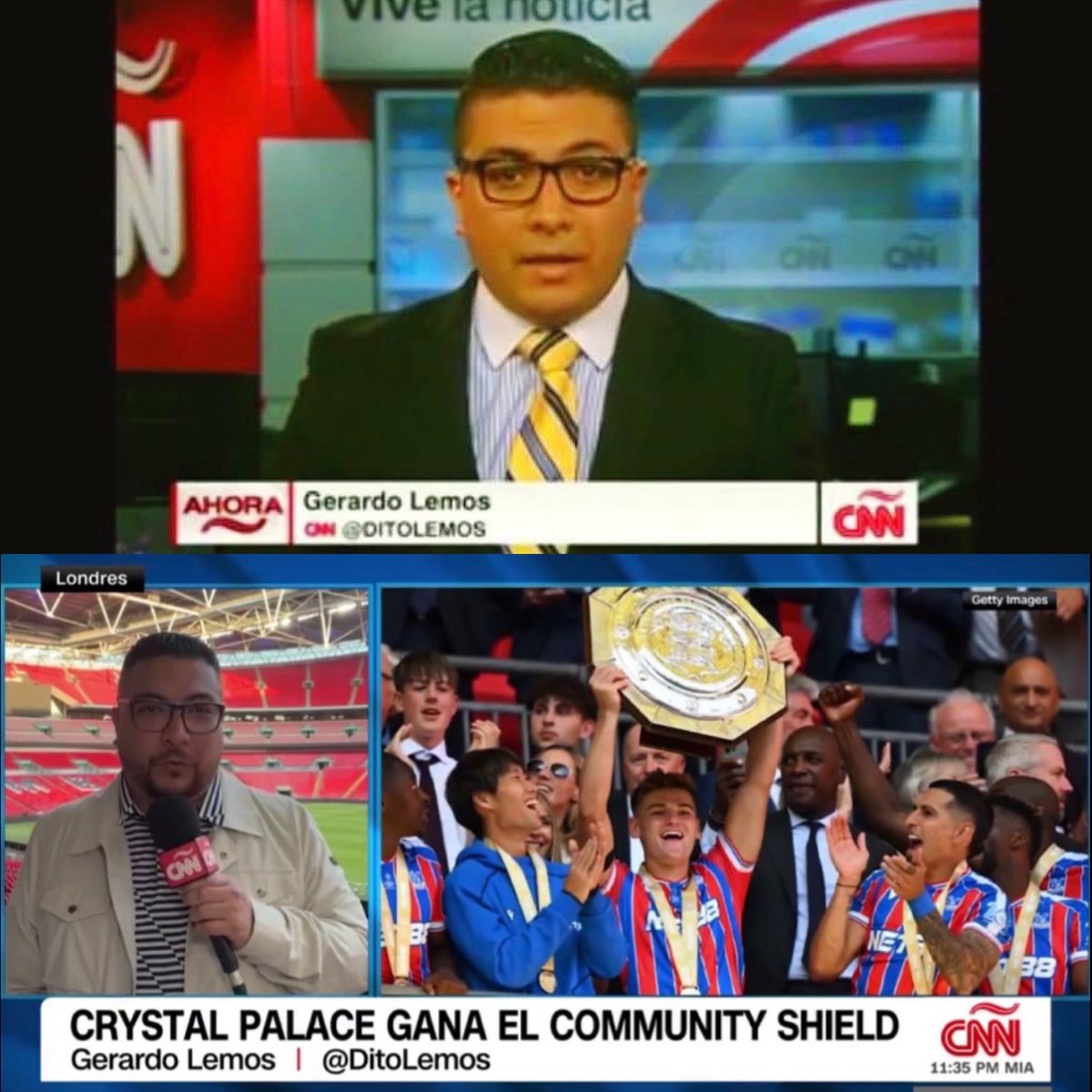 Celebrando el aniversario de <a href="/CNNEE/">CNN en Español</a> 29 años al aire! 
Aquí una foto de mi primer aparición al aire y la más reciente una en Atlanta y otra ahora en Londres donde sigo reportando para la cadena.