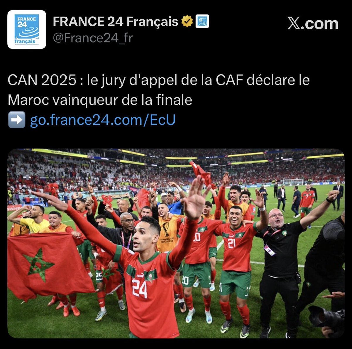 Sht_dono's tweet photo. L’Afrique résumée en deux infos. 

Corruption et clownerie. 

C’était à l’arbitre de déclarer le forfait, pas à la CAF après 30 minutes de prolongations une défaite sur le terrain, et 2 mois.

Hahahahahahahahahahahahahahahahaha
Quel continent ravagé. https://t.co/oMn2jjupYa