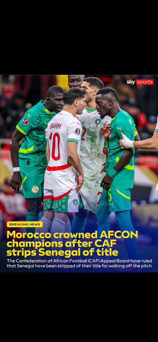 Big Breaking News. CAF decided to strip Senegal off the AFCON Cup win and hand it over to Morocco.
👀👀🙊🙊🤦🏾‍♀️🤦🏾‍♀️