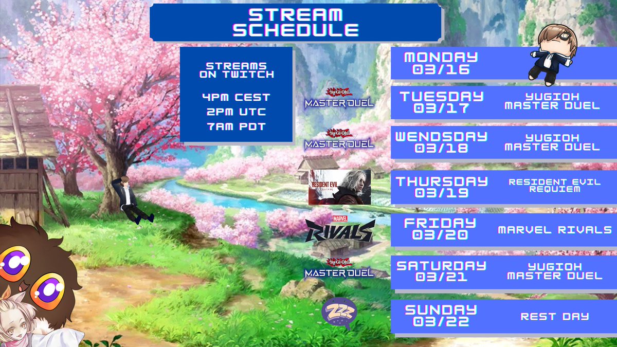 Here's this week Schedule! I've been slaking on posting Schedule's here ngl but they are back even if late!
Finishing Stage 1 in DC MAster DUel, more RE9 and Marvel Rivals season 7!
#Vtuber #VtuberUprising #Envtuber