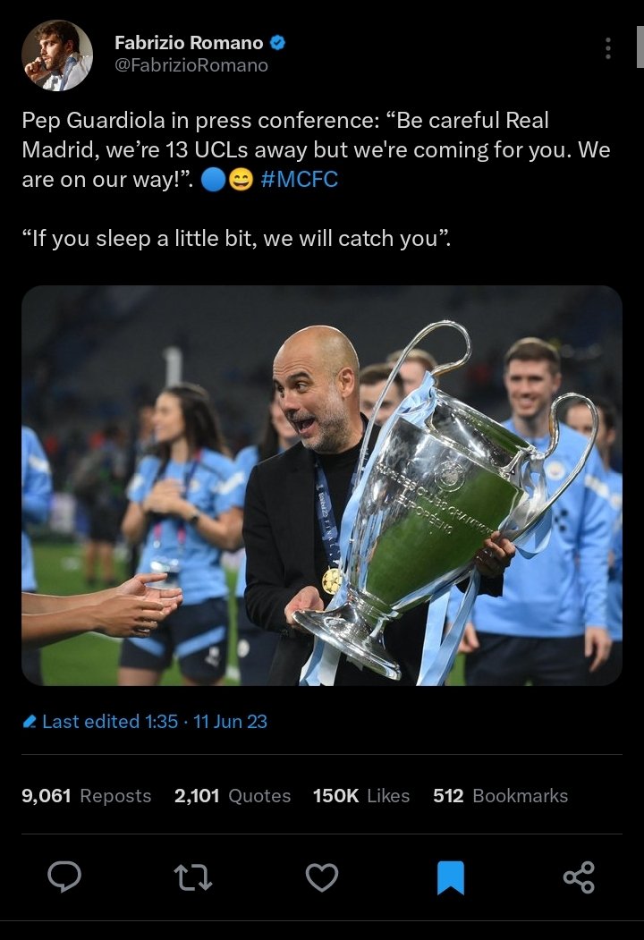 Josan771's tweet photo. @FabrizioRomano let's all  laugh at mancity 😂😂
pep think UEFA is premier League lol 💔🤣🙌🏾 https://t.co/2c6JfK80vz