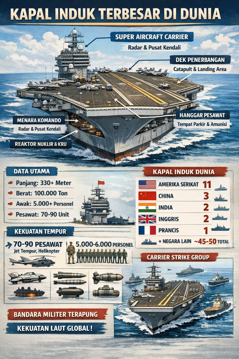 nncomm's tweet image. Kapal induk terbesar di dunia saat ini..

#lateralthinking #knowledgewisdom