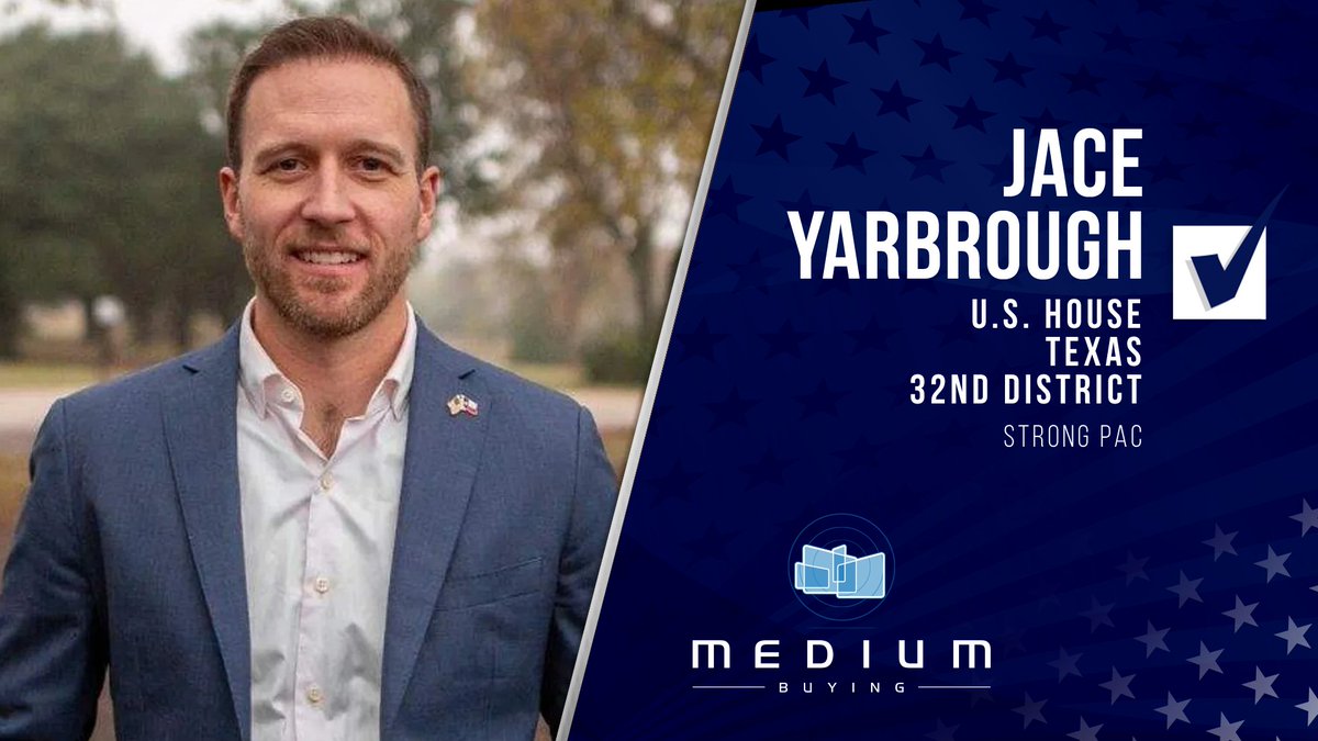 MediumBuying's tweet photo. .@JaceYarbrough is the Republican nominee in #TX32 following Ryan Binkley's withdrawal from the runoff!
We were proud to work for Strong PAC in support of Yarbrough's campaign https://t.co/6SMqsCojHO