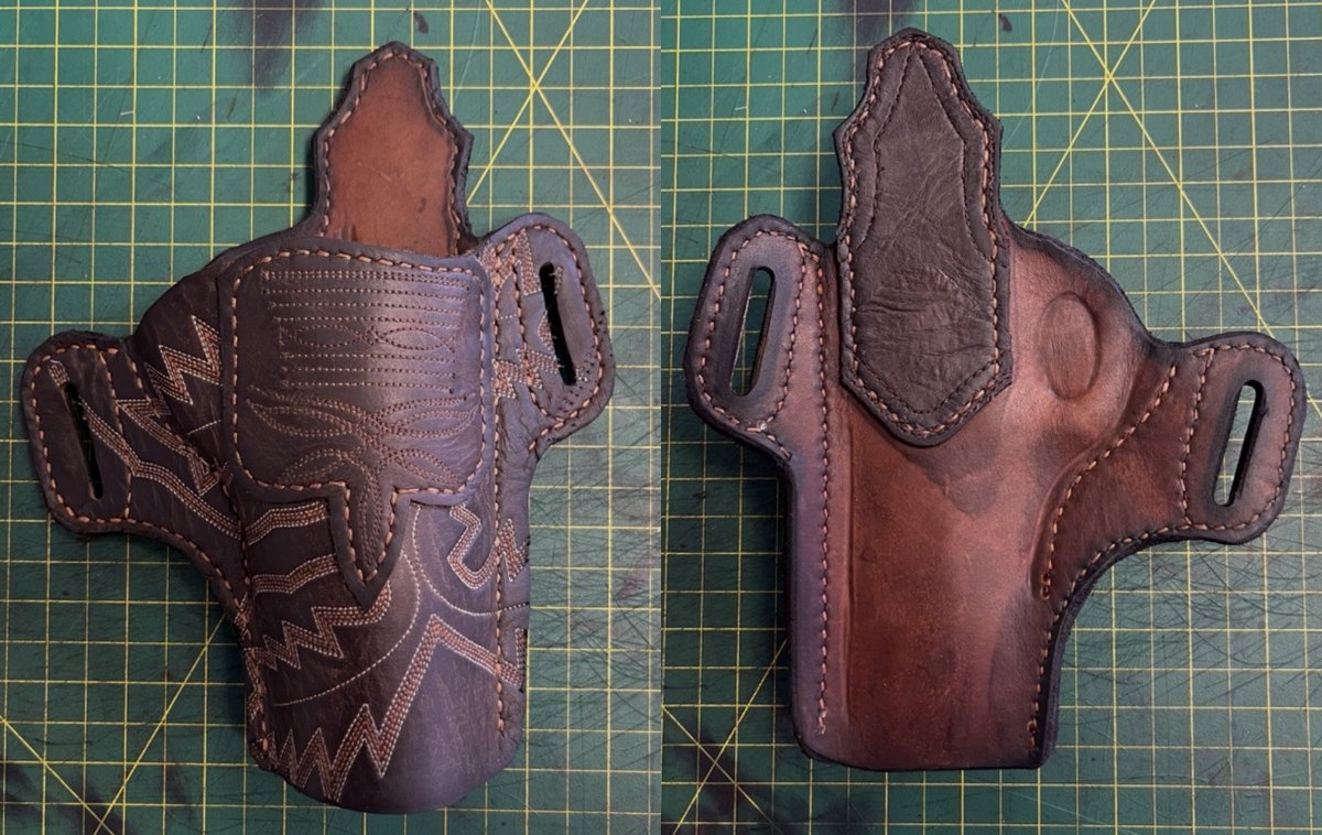 tejasmadecustom's tweet photo. Up cycled cowboy boot holster for Beretta 92. Original design from our 13° series.
#tejasmadecustomleather
#leathercraft https://t.co/qQpfwdOmsv