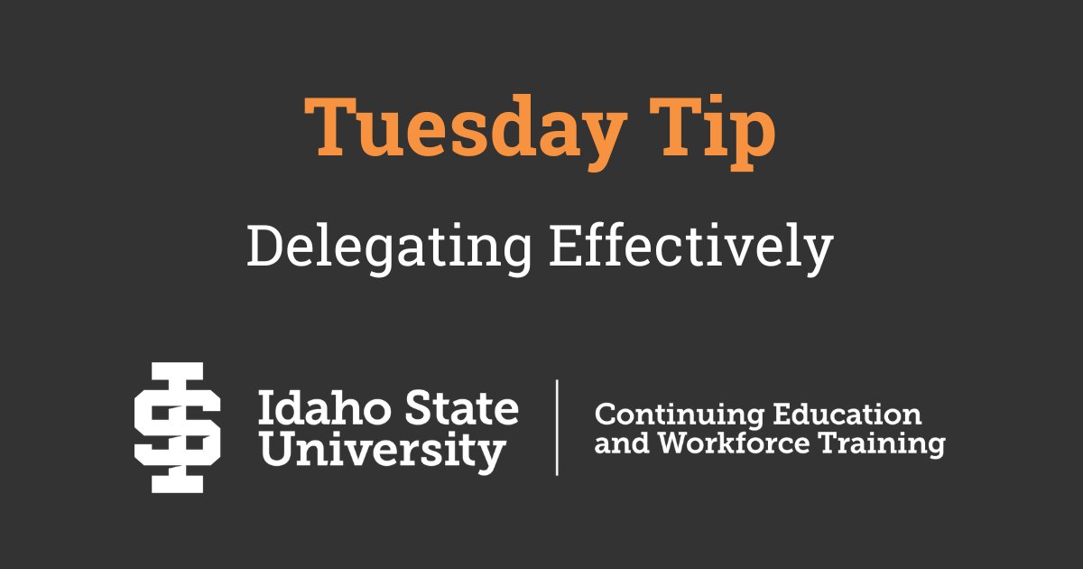 ISU_WFT's tweet photo. Tuesday Tip: Delegation can help distribute work while giving team members opportunities to develop new skills. Providing clear expectations and support helps tasks move forward successfully. https://t.co/9020dN38Ic