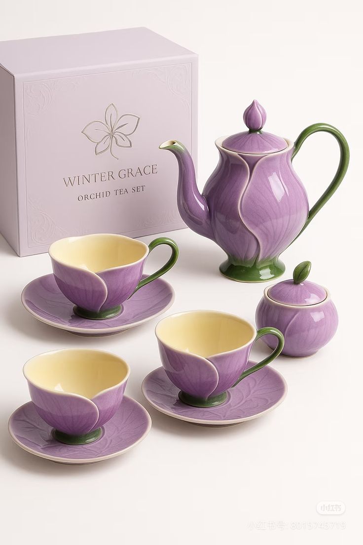 insperarise's tweet photo. orchid tea set 💜 https://t.co/T6DYmQBCOb