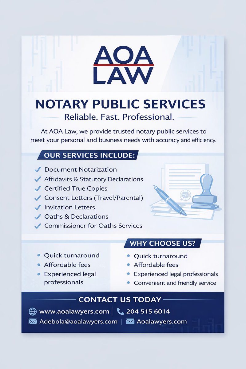 a_adebola84177's tweet photo. Got documents that need notarising? AOA Law Firm provides quick, reliable, and professional service every time. 

#notarypublic
#notarypublicservices 
#AOALaw
#legalservices 
#DocumentNotarization
#CertifiedTrueCopy https://t.co/9P6x5UTCKU