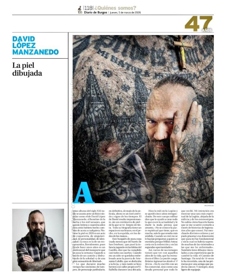 PlataformaMill1's tweet image. Recuerdo para un burgalés de pro: David López Manzanedo en el repaso centenario a la ciudad de #Burgos en @diariodeburgos y, ahora, al representante de los nacidos en 1978. 
Experto en #CaminoDeSantiago y autor del magnífico "La pasión sarga", colección de relatos #legionarios.