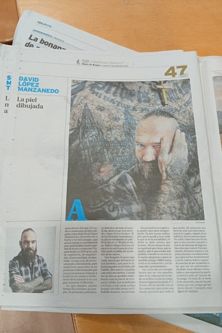 PlataformaMill1's tweet image. Recuerdo para un burgalés de pro: David López Manzanedo en el repaso centenario a la ciudad de #Burgos en @diariodeburgos y, ahora, al representante de los nacidos en 1978. 
Experto en #CaminoDeSantiago y autor del magnífico "La pasión sarga", colección de relatos #legionarios.