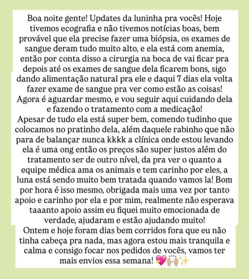 Sobre o estado da luna até então! 💖