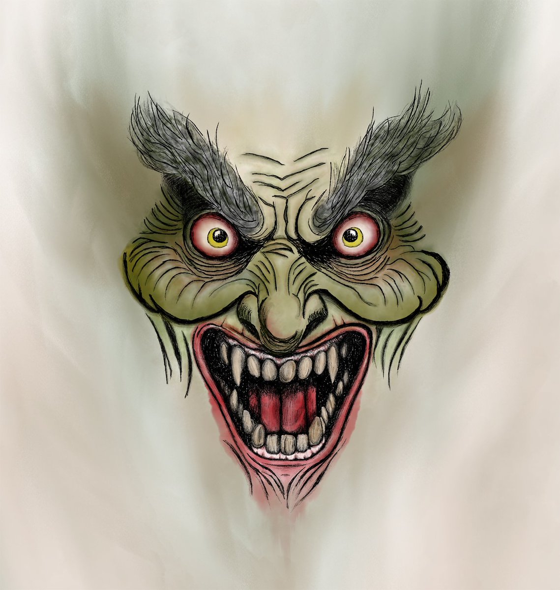 meanwinniejean's tweet image. Sometimes what you don’t show is what makes something truly unsettling. And honestly… sometimes a grin like that is more than enough.

More monsters at winniejeanhoward.com/category/artwo…

#horror #horrorart #creepy #monster #zombie