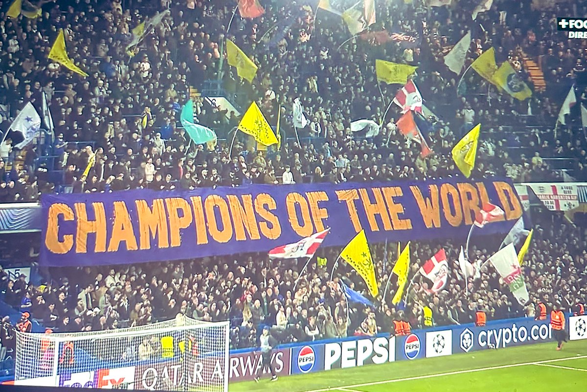 Si je comprends bien le Champion du Monde s’est pris un 8-2 par le Champion d’Europe… sur une double confrontation en LDC 🤣🤣 
Remballez votre banderole… 
#PSG #Chelsea #CHEPSG #LDC