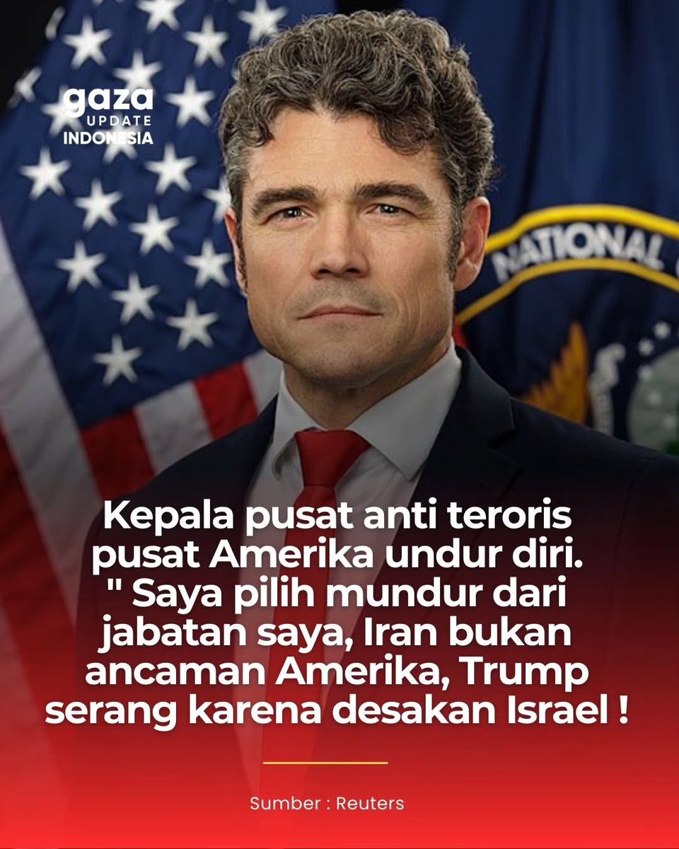 MariaAlkaff_'s tweet photo. The Titanic is Sinking! 

Kepala Pusat Kontraterorisme Nasional pemerintahan Trump, Joe Kent, mengundurkan diri dari jabatannya karena perang melawan Iran. 

"Saya tidak dapat mendukung perang terus menerus dengan Iran dengan hati nurani yang bersih. Iran bukanlah ancaman langsung bagi negara kami, dan jelas bahwa kami memulai perang ini karena tekanan dari Israel dan lobi Amerika yang kuat."  
17/3/2026
—- 

Warga AS harus bangkit dari kebrutalan rezim agresor ini atau diamnya warga AS sama artinya dengan membenarkan pembantaian ratusan siswi sekolah dasar putri di Iran. 
This is totally against humanity… ! 

Rezim ini sedang menuju tenggelam…