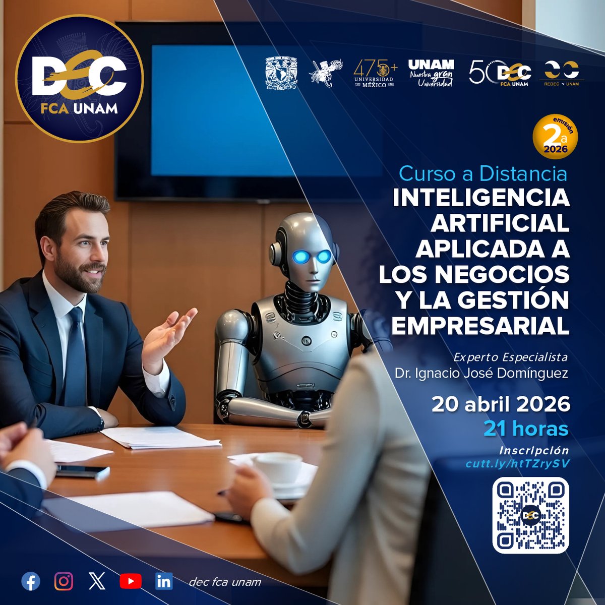 decfca's tweet photo. Curso a distancia Inteligencia Artificial Aplicada a los Negocios y la Gestión Empresarial
⏳ Duración: 21 horas
💻 Modalidad: A distancia (Zoom)
🔗 Inscríbete: https://t.co/K4wqj3p9aV
ℹ️ Para mayores informes: https://t.co/b2Ny2fL1n9

#InteligenciaArtificial #IAEnLosNegocios https://t.co/felu5UqbXS