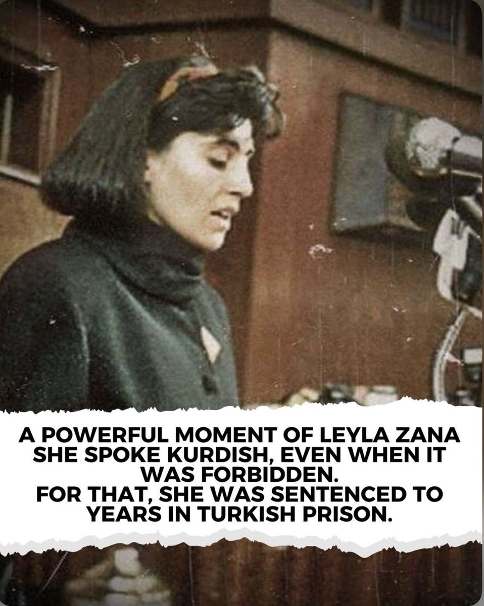 She was in fact arrested for 10 years for simply speaking Kurdish. Let’s look at some of the anti-Kurdish laws Turkey has imposed and used as punishment: 

 1- Denial of Kurdish identity (1920s–1980s) where Kurds were officially labelled “Mountain Turks” to deny their ethnic
