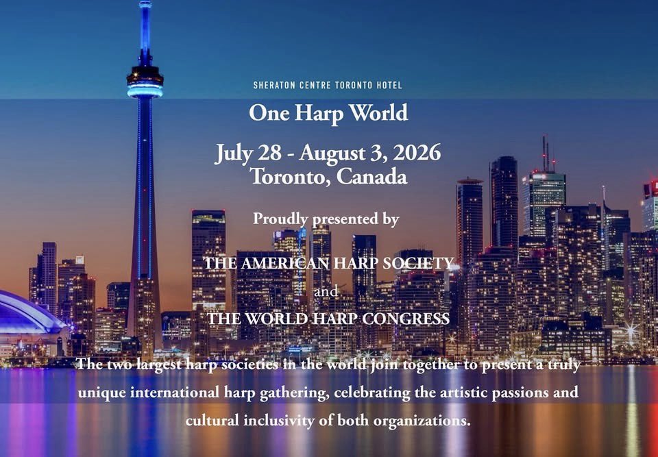 WHCHarp's tweet photo. One Harp World is a truly unique international harp gathering, created through the collaboration of the 𝗪𝗼𝗿𝗹𝗱 𝗛𝗮𝗿𝗽 𝗖𝗼𝗻𝗴𝗿𝗲𝘀𝘀 and the 𝗔𝗺𝗲𝗿𝗶𝗰𝗮𝗻 𝗛𝗮𝗿𝗽 𝗦𝗼𝗰𝗶𝗲𝘁𝘆.

#oneharpworld #worldharpcongress #americanharpsociety #harp #toronto https://t.co/RDTwrX1hMM