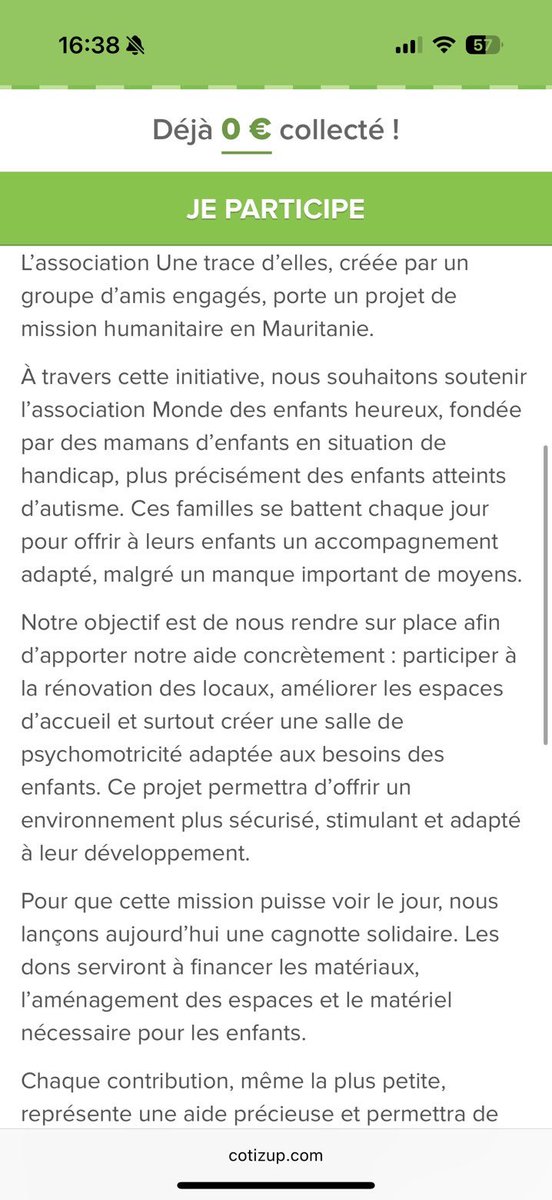 _iblevrai's tweet photo. Je vous partages  la cagnotte de l’association Une Trace d’Elles, qui soutient l’association Monde des Enfants Heureux en Mauritanie pour améliorer l’accueil des enfants autistes (rénovation des locaux, création d’une salle de psychomotricité, achat de matériel adapté). 

Chaque don, même modeste, peut vraiment faire la différence
https://t.co/NbVNZTWtpR