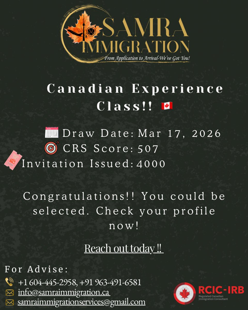 ManvinderSamra's tweet photo. Another low score draw ✨✨ Not too low but brings hope ✨✨

Message us to get started!

Samra Immigration Services 
Manvinder Samra, RCIC-IRB 
📩: info@samraimmigration.ca
☎️:  604-445-2958
#CanadaPR #cec #ExpressEntry
#CRSScore #irccdraw https://t.co/i8IQx8Pwqf