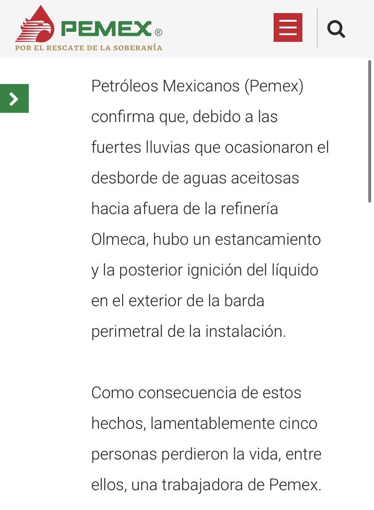 #UltimoMomento <a href="/Pemex/">Petróleos Mexicanos</a>  confirma 5 muertes tras incendios en inmediaciones de la Refinería de #DosBocas