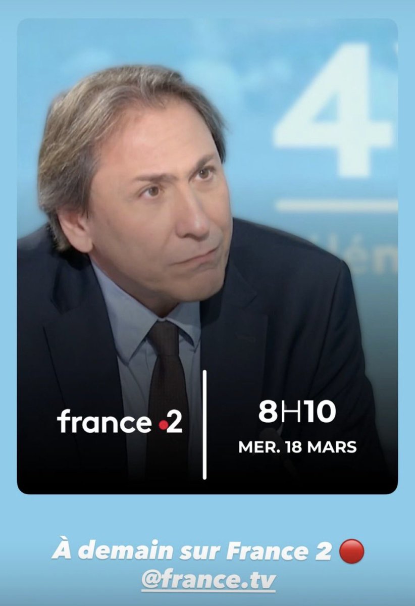 JeromeGuedj's tweet photo. Rendez-vous à 8h10 aux 4 V sur France 2 https://t.co/Q9SkFHDtIo