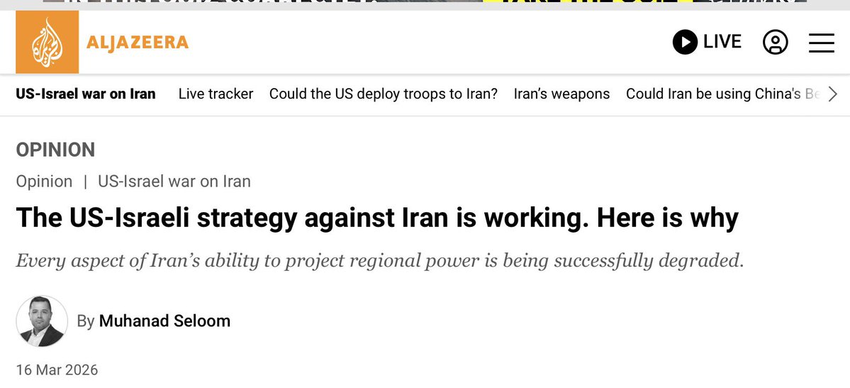 We have now reached the absurd point where the American media is spouting non-stop anti-American propaganda including deliberate lies solely for political gain for the Democrat party. 

And to learn the truth, we need to read Al-Jazeera.  

#IranWar‌ #Iran #Israel