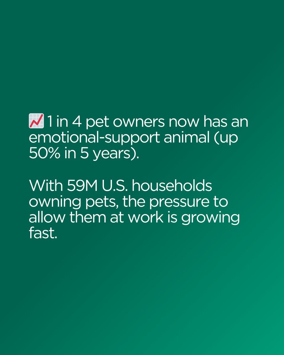 Korn_Ferry's tweet image. #EmotionalSupport animals are on the rise—requests up 50% in five years. What does that mean for workplace culture, policies, and leaders? Here’s why clear guardrails matter. krnfy.bz/450tYeI