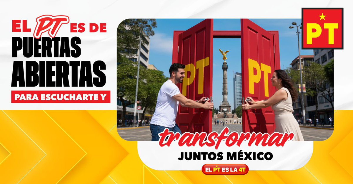 Puertas abiertas, ideas firmes y compromiso con el pueblo. 
¡Afíliate al #PT!

#PTesla4T