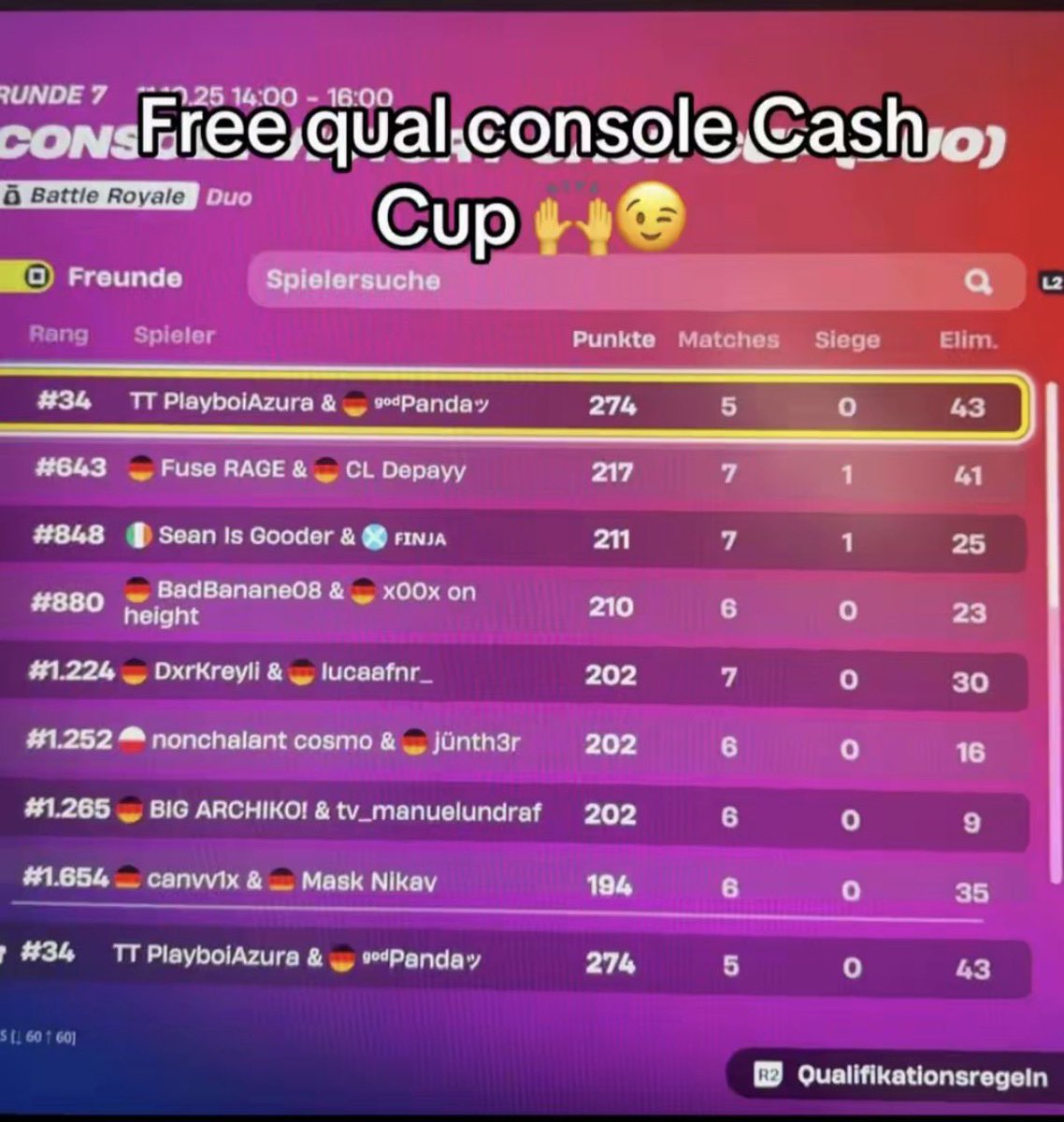 EFEBABAGOTY7's tweet image. +1 für Trio Console cc 
mit @ilkemfnr (150$)
Brauchen Fragger 550PR+ 
#console #trios 
fortnitetracker.com/profile/all/EF…
