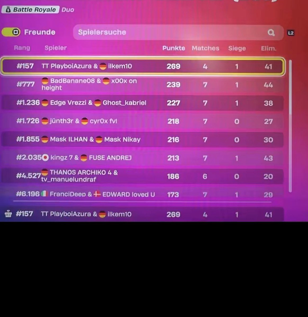 EFEBABAGOTY7's tweet image. +1 für Trio Console cc 
mit @ilkemfnr (150$)
Brauchen Fragger 550PR+ 
#console #trios 
fortnitetracker.com/profile/all/EF…