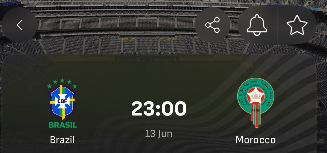 Opening game for Morocco at the World Cup. 

The whole of Africa is going to celebrate every Brazilian goal like we just won the World Cup.
