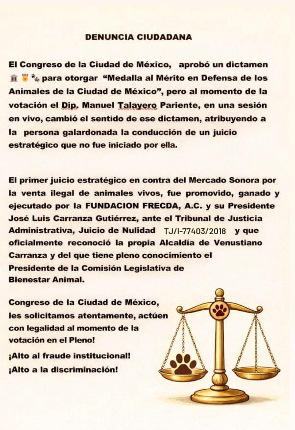 AbigailTor15802's tweet photo. #FraudeEnElCongreso  El cierre de la venta de animales vivos en el Mercado de Sonora, deriva del 1er juicio estratégico  ganado y ejecutado por @Frecda no de la persona premiada por el Dip @talapariente
@ChuchoSesmaPVEM 
@CongresistasMex 
@AztecaNoticias https://t.co/QYXDqWXGU6