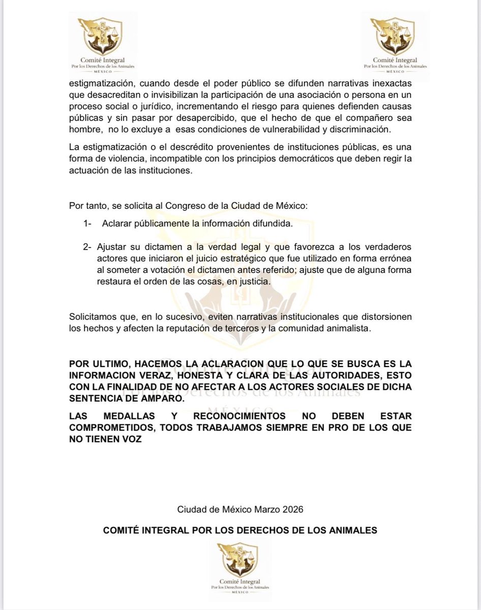 Comite Integral por el Derecho de los Animales tweet media