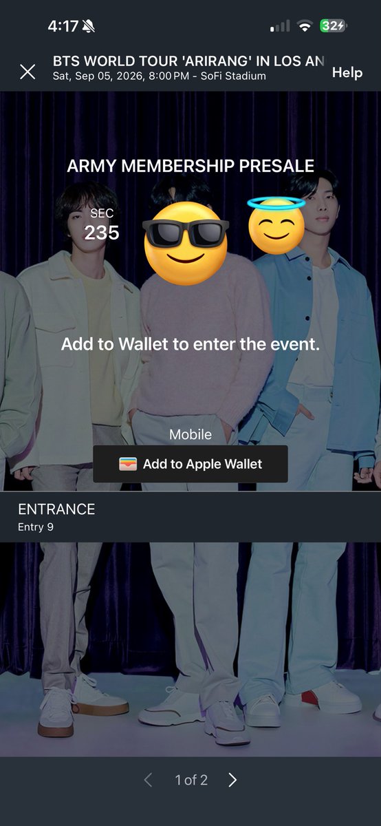 realkpoppapi's tweet photo. hiii i have extra bts tickets for 09/05 that im trying to get off my hands. i promise im not a scammer 😭😭 I've sold tickets to other people before too we can call or figure out a way!  

it's for section 235 row 15 aisle seats!! #wts #wtsbts #btsla https://t.co/i2pD2misQv