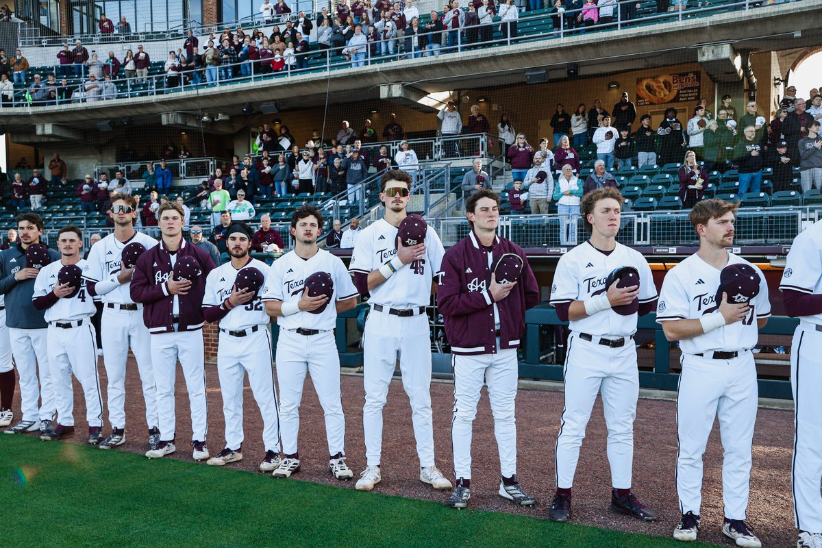 AggieBaseball's tweet photo. A tiny Ag, the biggest “Play ball!”🗣️ https://t.co/7REJHmdu2m