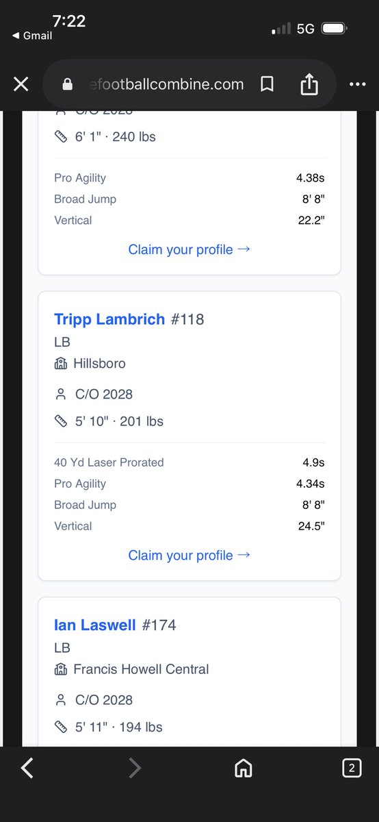 TLambrich's tweet photo. Had a good time at the elite combine just got my stats back and not to happy just ready to work hard and get better💪🏿💥 @elitefootball https://t.co/CA3YkiQsOz