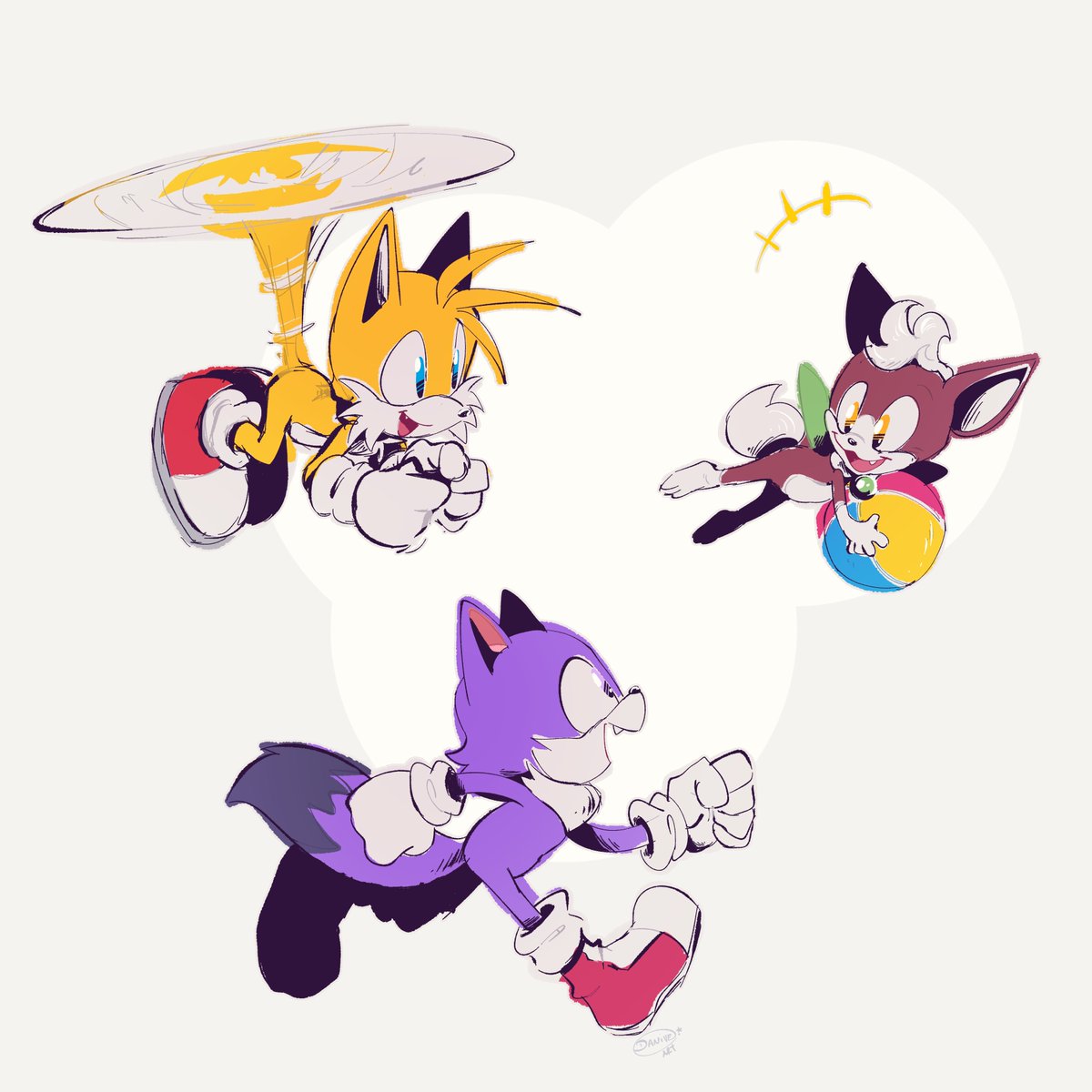 Odd_the_Wolf's tweet image. Chip is playing with Tails and Odd. They are having fun!

The artist is @daniveart. Thank you! They look great!

#Tails #fox #Odd #wolf #Chip #LightGaia