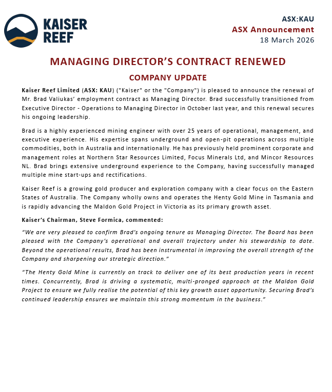 Kaiser Reef Limited tweet media