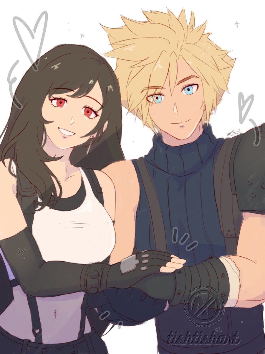 クラウド・ストライフ ,ティファ・ロックハート 「It's a cute pose Cloud x Tifa」|✨tishtish @ Overload/ Emblemcon✨のイラスト