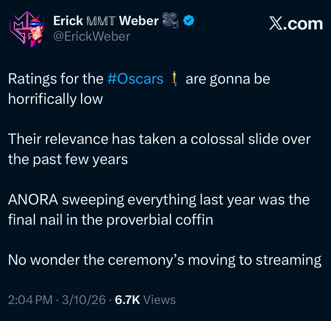 Erick 𝕄𝕄𝕋 Weber 🎥 tweet media