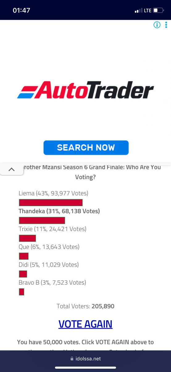 AlexJon97420610's tweet photo. Lillies are leading, guys please vote. 
#BBMzansiS6 https://t.co/9dzeWvT9eM