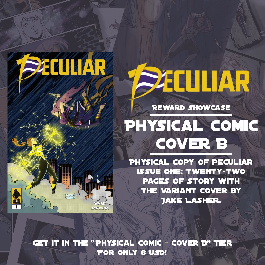 explodypan's tweet photo. Peculiar Reward Showcase: Physical Cover B!

Get a physical copy of Peculiar issue one, all twenty-two pages of story with the variant cover by Jake Lasher, for only $6!

Art by Jake Lasher.

Peculiar issue one's campaign is now live! https://t.co/hY1QhGfgpR