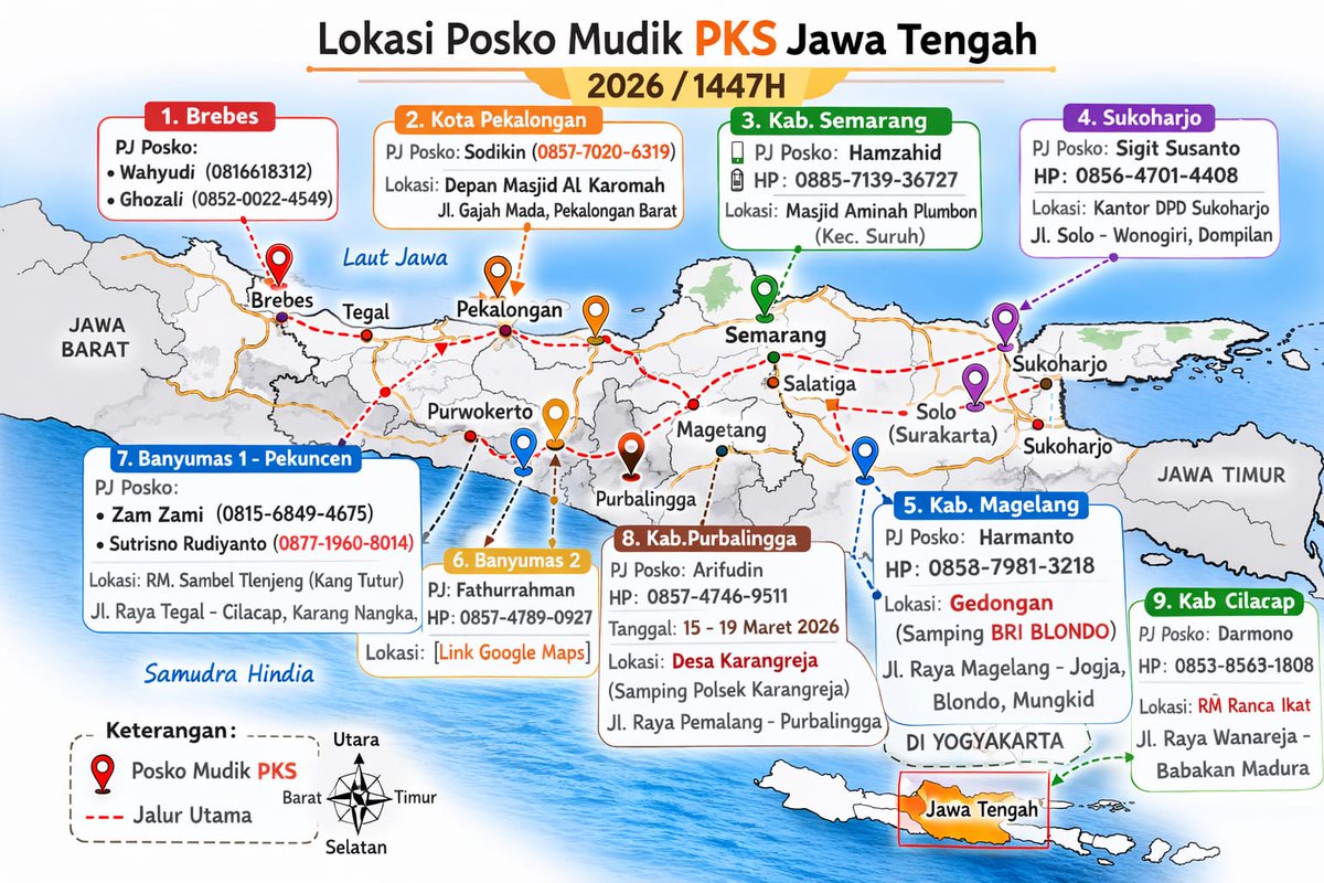 Monggo mampir di Pos Layanan Mudik PKS se-provinsi Jawa Tengah

Untuk rehat sejenak sebelum melanjutkan perjalanan Mudik keluarga Anda 

POSKO MUDIK PKS 2026
Mudik Aman, Nyaman &amp; Berkah

#mudik
#poskomudikpks 
#poskomudik
#pks
#pksjateng