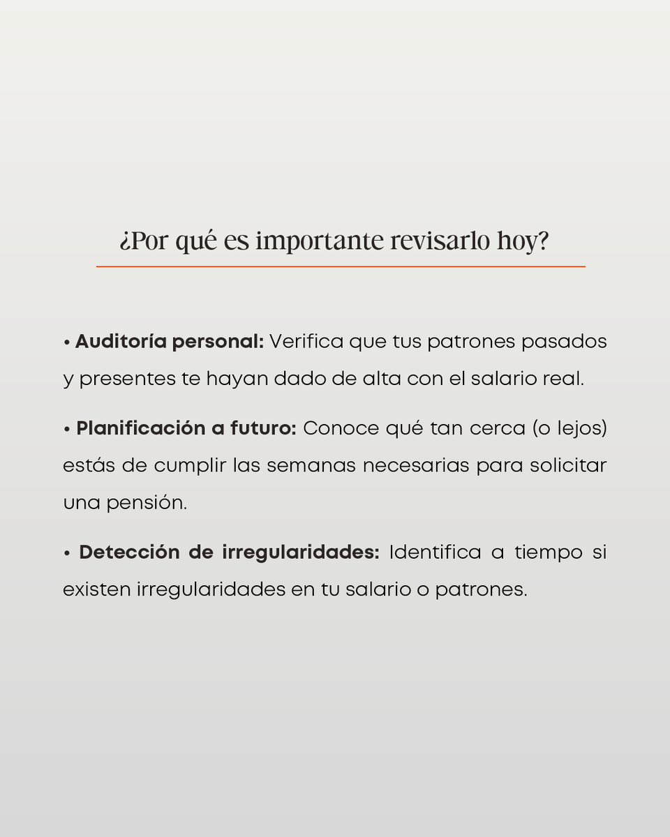 CASSabogados's tweet photo. ¿Sabes cuánto tiempo de "vida laboral" tienes acumulado oficialmente?

Consultar tu reporte de Semanas Cotizadas en el IMSS no es solo para quienes están cerca de pensionarse; es un ejercicio de salud financiera que todos deberíamos hacer al menos una vez al año. https://t.co/HnT4JPQTaG