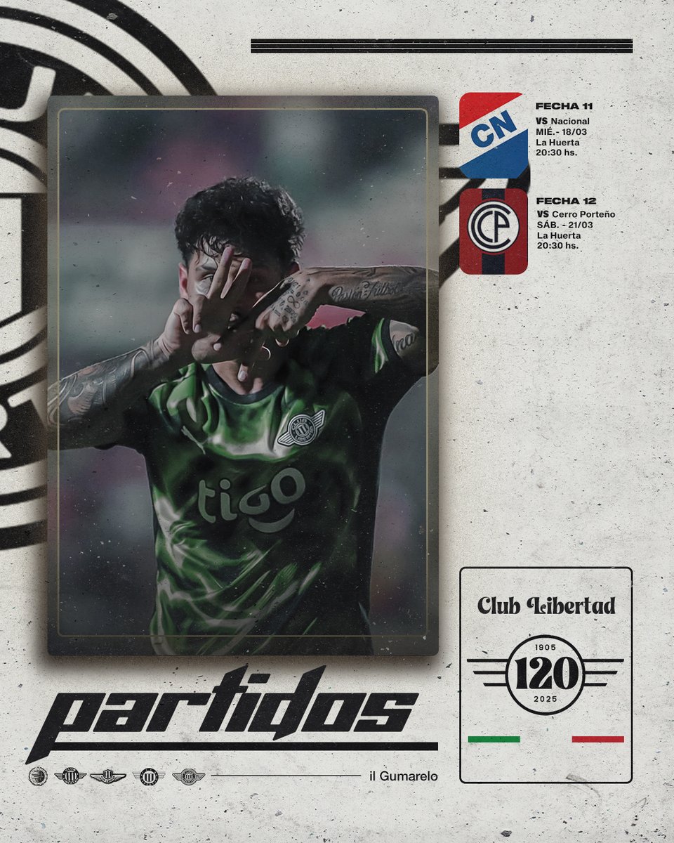 FECHAS PROGRAMADAS✅

FECHA 11
🆚Nacional
📅MIÉ. 18/03
🏟️La Huerta
⏰20:30 hs.

FECHA 12
🆚Cerro Porteño
📅SÁB. 21/03
🏟️La Huerta
⏰20:30 hs.