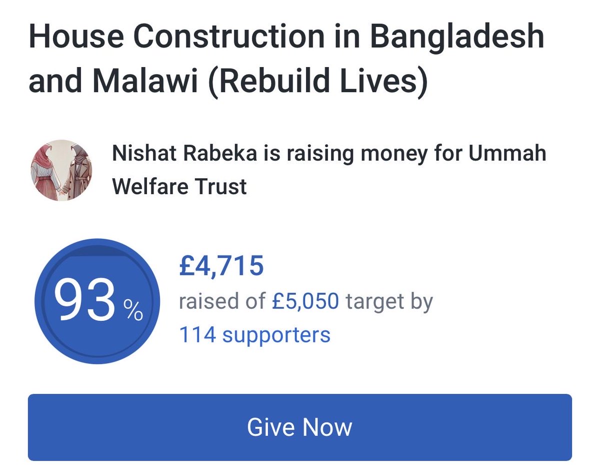 itSzNishat_x's tweet photo. Alhamdullilah we are so close to our end goal!!🥹

£335 - ZAKAT LEGIBLE🤲🏻 https://t.co/k2t6V7MvTa
