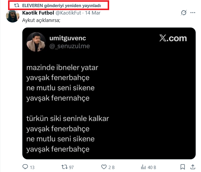 Suç sende değil kOÇ ! Asıl suç, bu paylaştıklarına rağmen seni FB'li sanıp, hala seni takip eden o.çocuklarında !!!  x.com/eleveren31/sta…