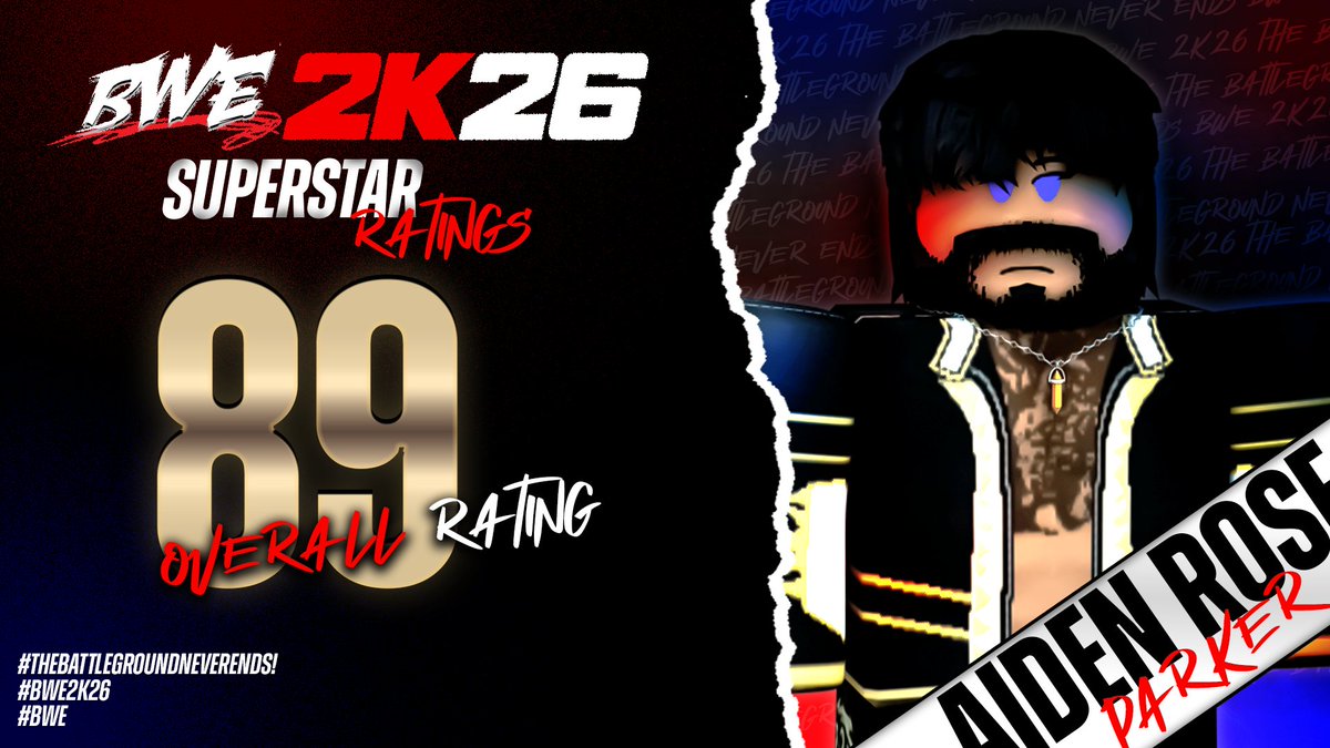 BWENetwork2021's tweet photo. #BWE2K26 Superstar Rating Reveal!!!
A World Champion, Soon to be BWE Hall of Famer, Aiden Rose Parker Official Overall Rating is 89! https://t.co/lCmKWeg8OW